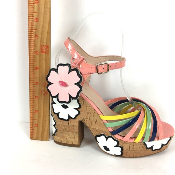 New Kate Spade ♠️ Gerry Platform Floral   Leather Multicolor Sandals size 7.5 - Picture 12 of 12
